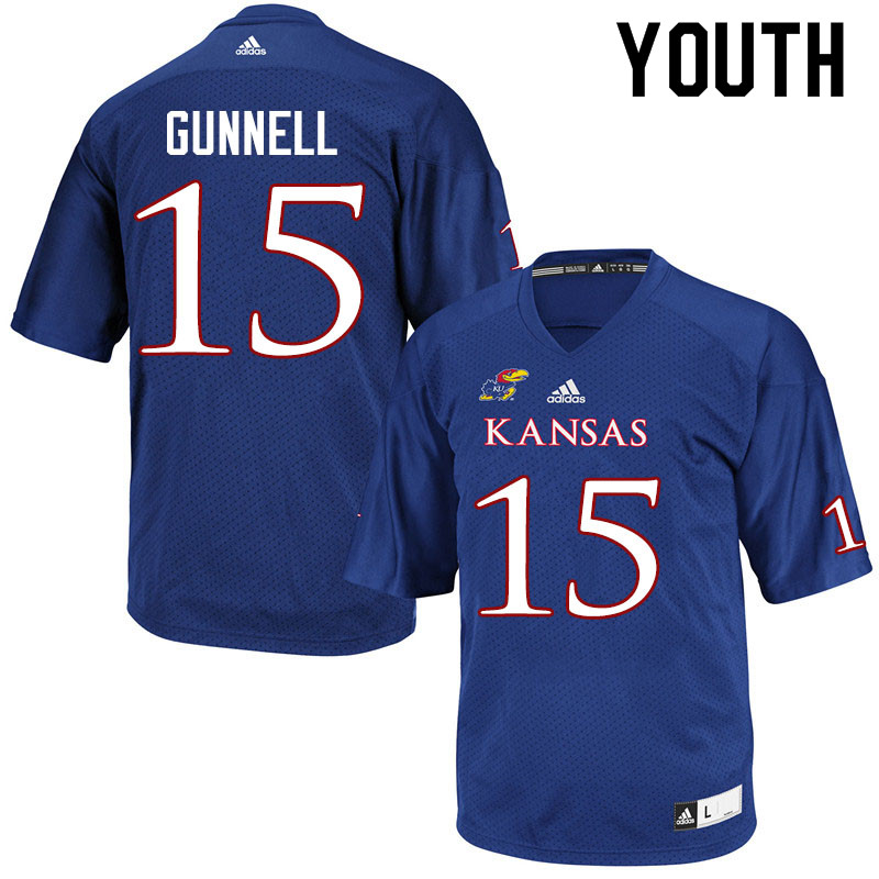 Youth #15 William Gunnell Kansas Jayhawks College Football Jerseys Sale-Royal - Click Image to Close